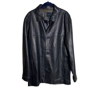 Men! Express Button Up Leather Jacket Y2K 90’s Chore Chocolate Brown size Large